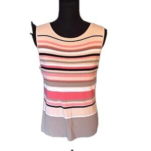 Amanda Smith Sleeveless Knit Striped Tank – Classic, Casual Chic